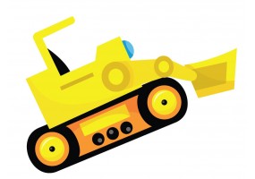 Sticker mur bulldozer jaune