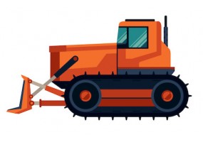 Sticker bulldozer orange chantier