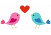 Sticker fille Oiseaux amoureux