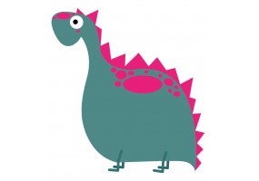 Sticker dinosaure vert rose