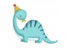 Autocollant dinosaure chapeau anniversaire