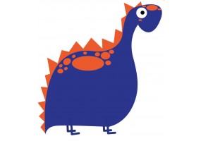 Sticker dinosaure orange bleu