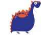 Sticker dinosaure orange bleu