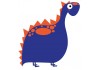 Sticker dinosaure orange bleu