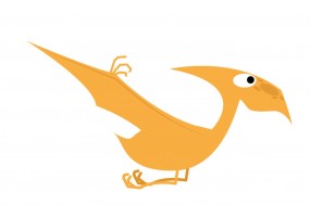 Sticker dinosaure volant orange