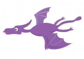 Sticker mural dinosaure violet volant