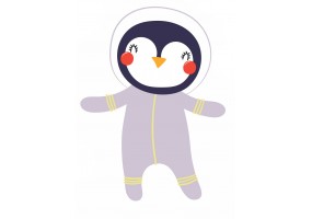 Sticker astronaute animal pingouin