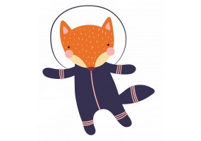 Sticker astronaute animal renard