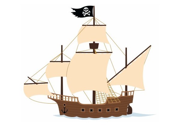 Sticker mural enfant Grand bateau de pirate