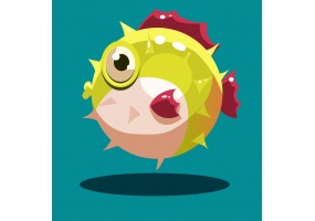 Sticker poisson boule gonfle