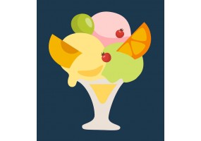Sticker coupe glace fruits