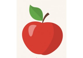 Sticker pomme rouge avec feuille