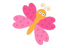 Sticker mural papillon rose