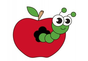 Sticker asticot pomme