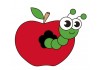 Sticker asticot pomme