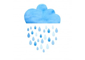 Sticker nuage bleu aquarelle pluie