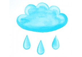 Sticker nuage bleu aquarelle pluie