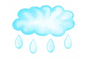 Sticker nuage bleu aquarelle pluie