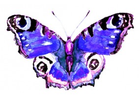 Sticker mural papillon violet