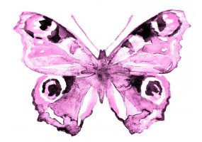 Sticker papillon rose pastel