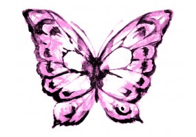 Sticker mural papillon rose pastel