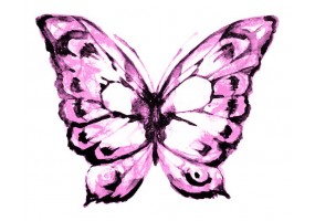 Sticker papillon rose pastel