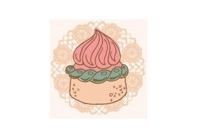 Sticker Cup cake vintage