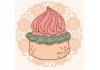 Sticker Cup cake vintage