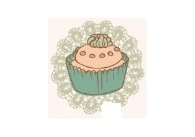 Autocollant Cup cake vintage