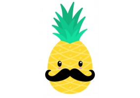 Sticker mural ananas moustache