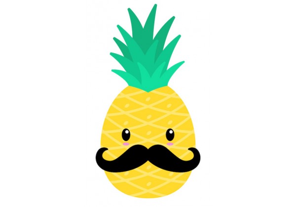 Sticker mural ananas moustache