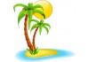 Sticker palmier plage avec ile
