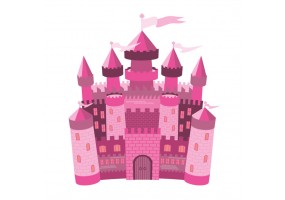 Sticker château princesse rose