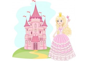 Sticker château avec princesse