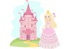 Sticker château avec princesse