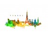 Sticker Paris skyline couleurs