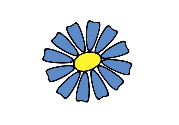 Sticker fleur pétales bleues