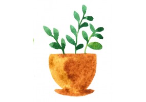 Sticker plante verte aquarelle