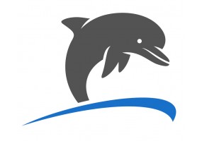 Sticker dauphin avec vague