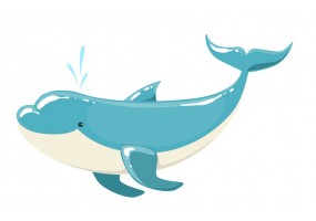 Sticker dauphin bleu blanc