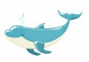 Sticker dauphin bleu blanc nage