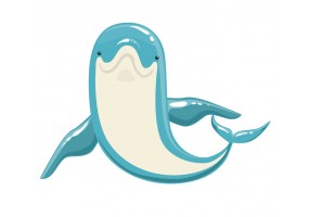 Sticker dauphin bleu blanc