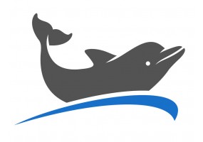 Sticker dauphin sur vague