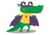 Sticker super héros crocodile