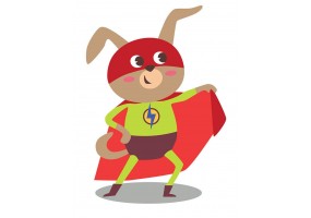 Sticker super héros lapin