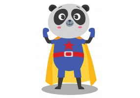 Sticker super héros panda