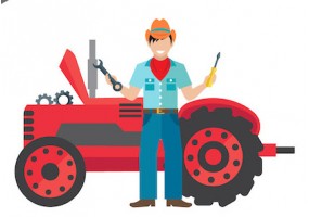 Sticker fermier avec son tracteur