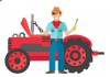 Sticker fermier avec son tracteur