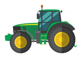 Sticker tracteur vert et jaune déco enfant