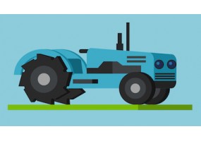 Sticker ferme tracteur bleu